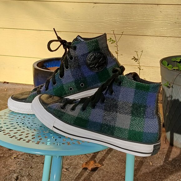 Converse x Woolrich Hi Tops 2015 Collab Wool Plaid 'Black Thunder' NWOB Sz M6 W8 - Picture 15 of 15